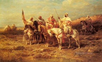 Jinete árabe junto a un abrevadero Árabe Adolf Schreyer Pinturas al óleo